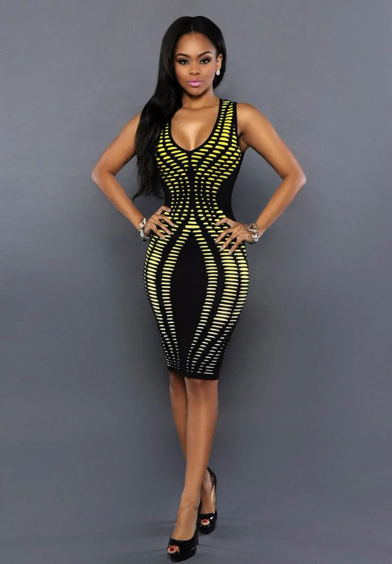 Black and gold bandage dress sale