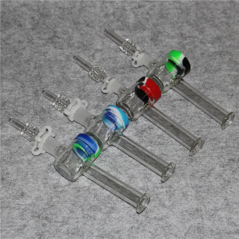 Kit de tuyau de Nectar en verre de narguilé avec 10mm 14mm mâle femelle embouts de Quartz Keck Clip Silicone conteneur récupérateur tuyau de fumer