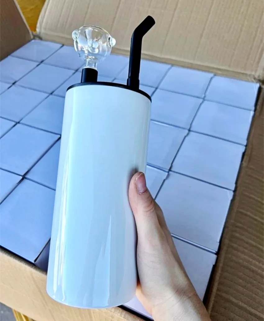22oz Sublimation Hookah Tumbler With Smoking Pipe Lid Double Wall