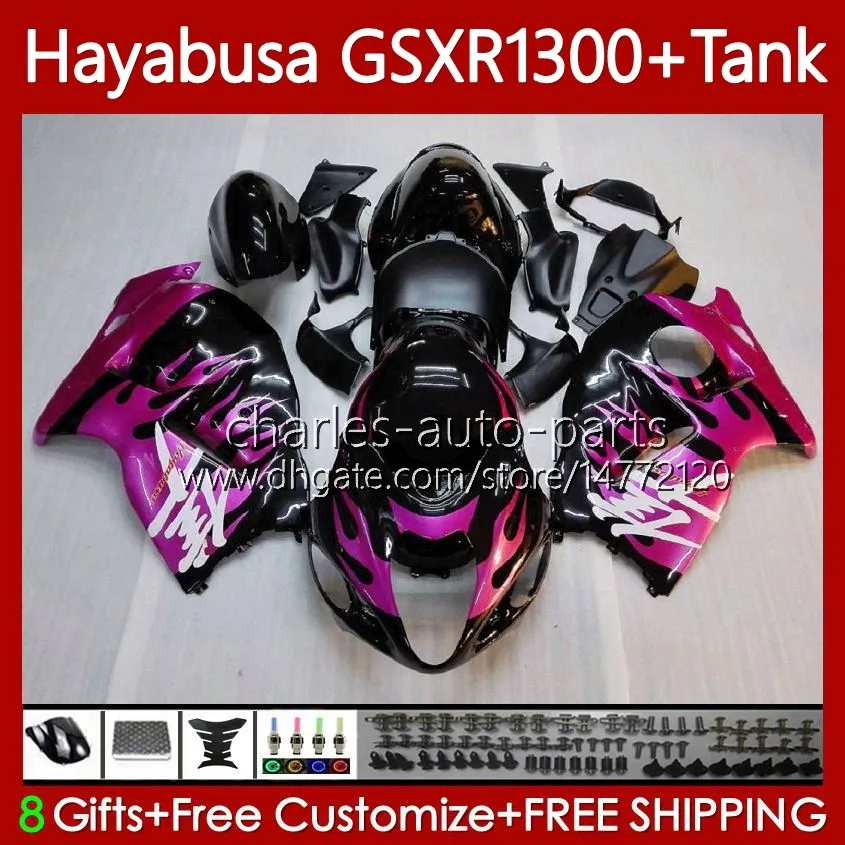 Fairings för Suzuki GSXR-1300 Rosa Black GSXR 1300 CC GSXR1300 Hayabusa 96 1996 1997 1998 1999 2000 2001 74NO.221 GSX-R1300 1300CC 02 03 04 05 06 07 GSX R1300 96-07 Kropp