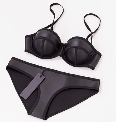 MUXILOVE Neoprene Classic Design Padded Push Up Bikini Set 100