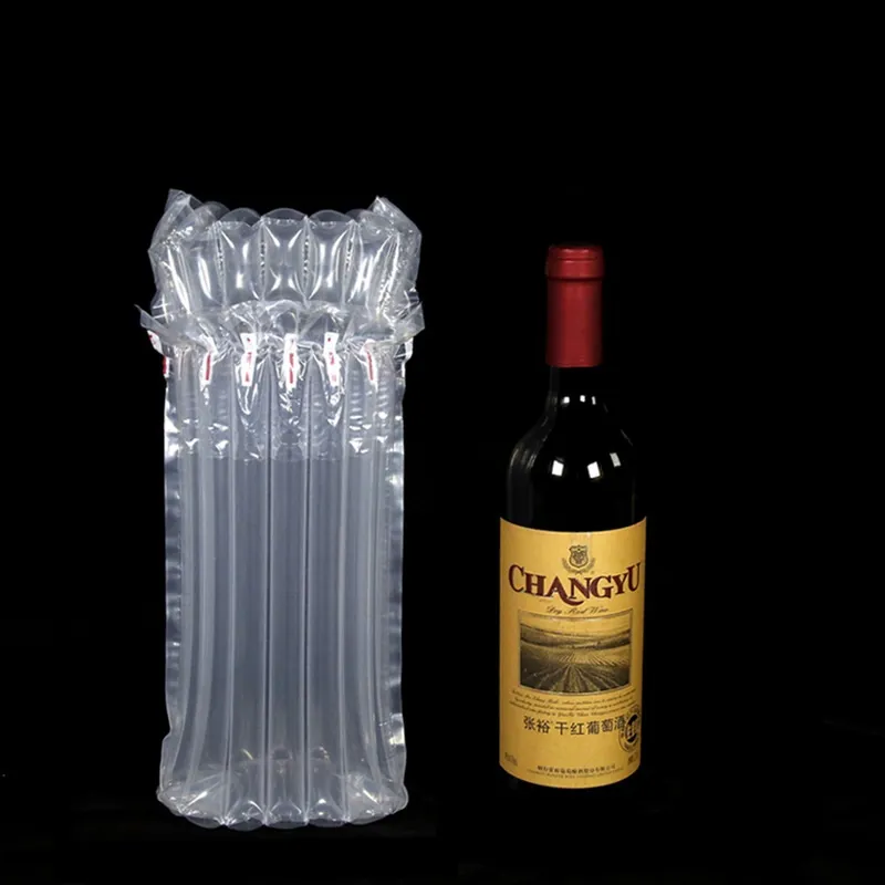 32 * 8 cm Luftpolsterbeutel, luftgefüllte, schützende Weinflaschenverpackung, aufblasbare Luftkissen-Säulenverpackungsbeutel mit einer kostenlosen Pumpe
