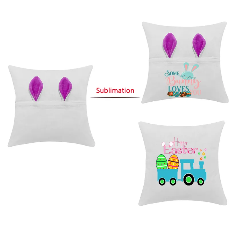 Double Sided Sublimation Easter Pillow Covers Polyester Pocket
