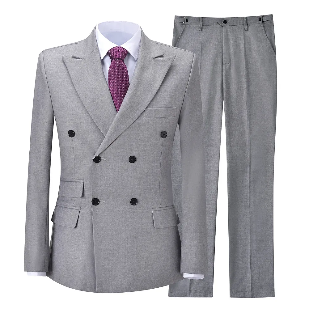 2021 Graue klassische Herrenanzüge Bräutigam Smoking Trauzeugen für Hochzeitsfeier Abendessen Männer neueste Trauzeugen-Outfits Business-Blazer (Jacke + Hose)