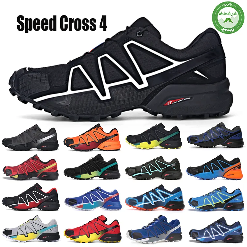 최신 스피드 크로스 4 CS 야외 망 운동화 Speedcross 4 조깅 러너 IV 트레이너 남성 스포츠 스니커즈 스카프 Zapatos 36-46