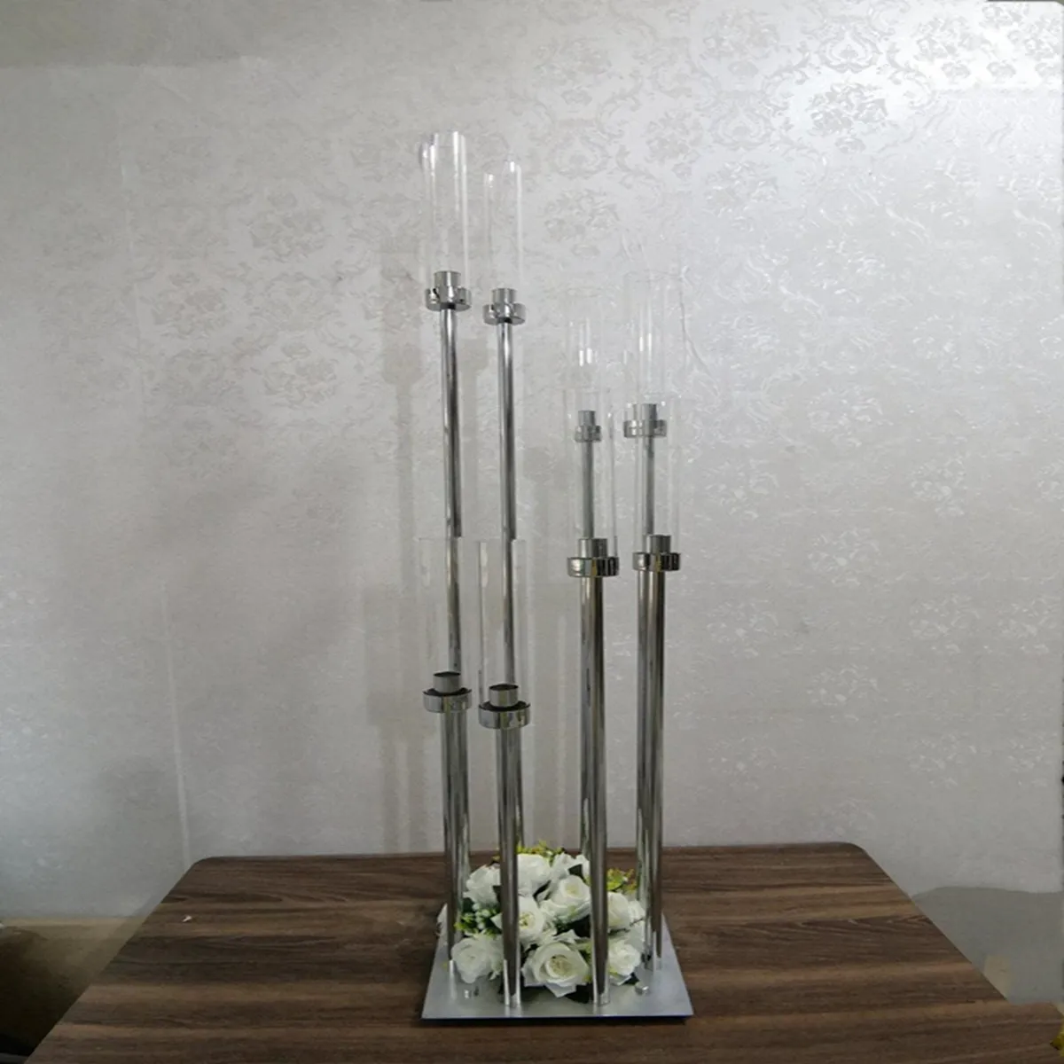 8 Köpfe Metall Dekor Kandelaber Hochzeit Tafelaufsatz Acryl Kerzenhalter Kerzenständer Halter für Zuhause senyu473