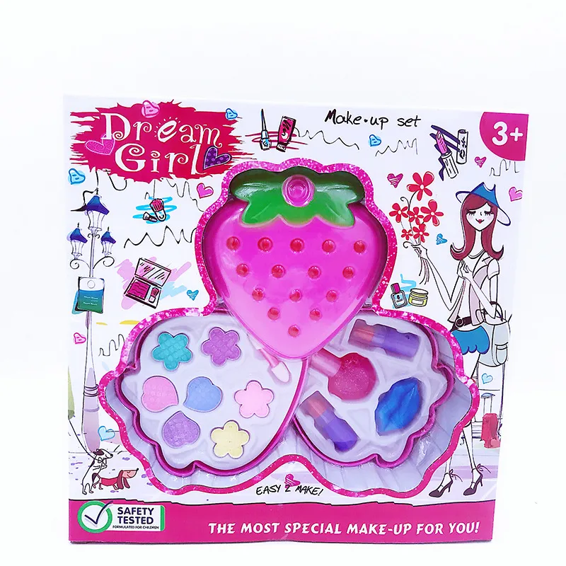 Children Strawberry Style Safe Children's Cosmetics Set DIY Makeup Pretend Play Toys Princess Girls Make Up Kit