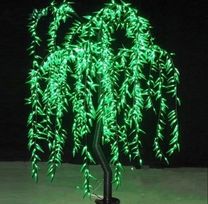 LED Willow Tree Light 1152pcs 2m/6.6FT Green Color Garden Decorations Rainproof Indoor or Outdoor Use fairy garden Christmas Decoration