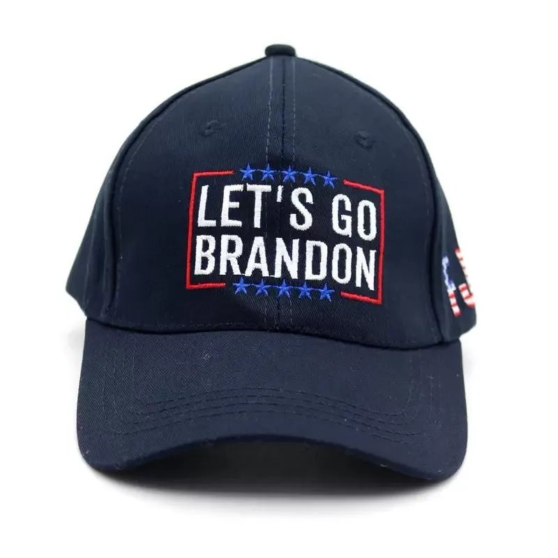 Let`s Go Brandon Baseball Cap Party Hats Dome Embroidered Sun Cotton Hat 3 colour CDC16 DHL