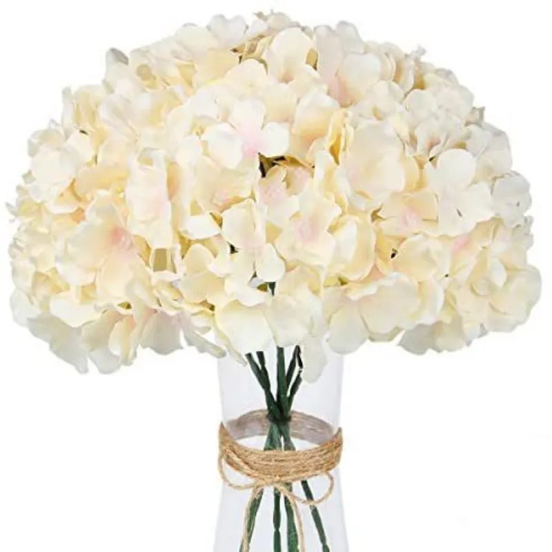 Silk Artificial Hydrangea Flowers 54 Petals Silk Hydrangeas with Stem for Flower Arrangement Table Decor Wedding Home Decoration