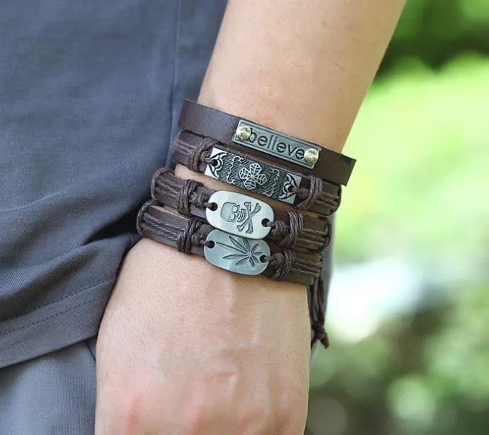 Woven Leather Bracelet With Stainless Steel Clasp - Transglobal Trading