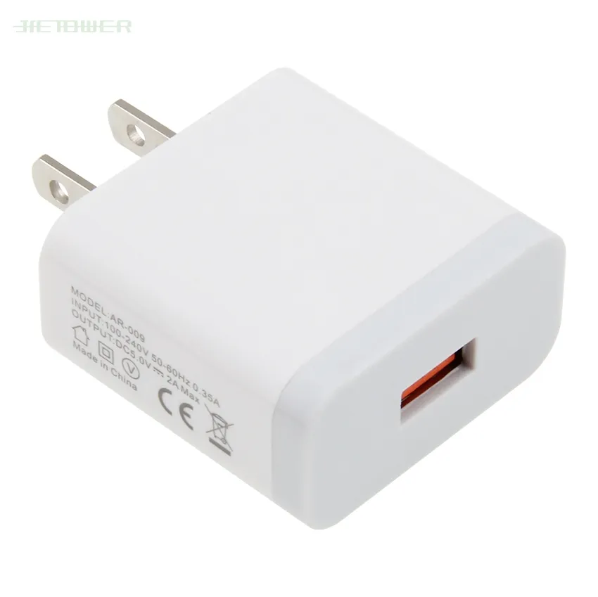 Single USB Charger 2A c Travel US Plug Adapter Portable Mobile Phone Wall Charger for Samsung Xiaomi 100pcs