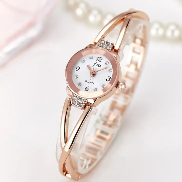 Fashion Rhinestone Crystal Horloges Women Luxury roestvrijstalen armband Watch Ladies Quartz Dress Clock voor geschenken