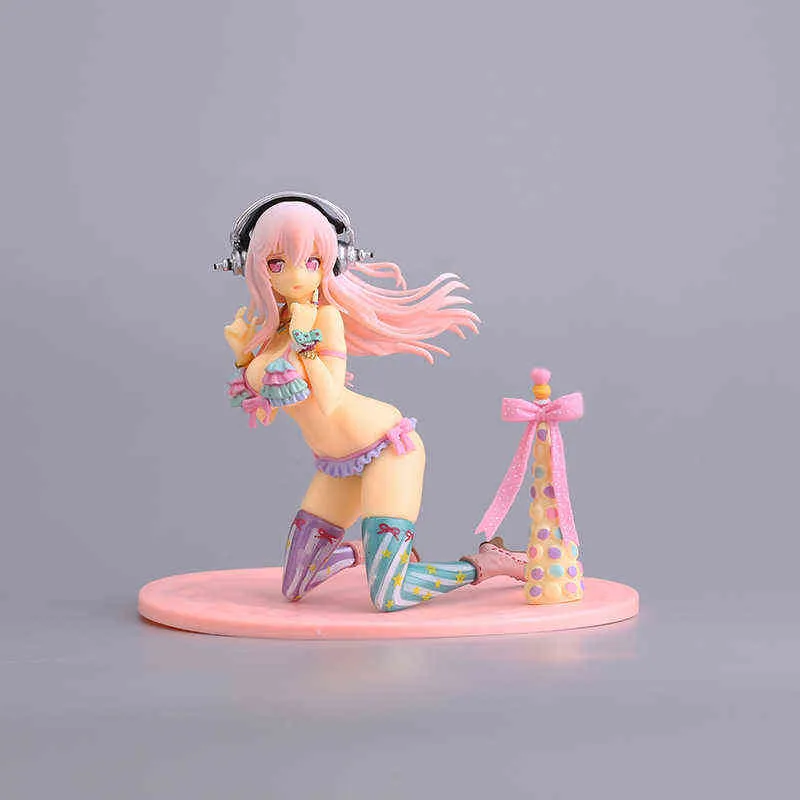 Costume da bagno Super Sonico da 12 cm ver. Figura anime sexy Super Sonico Pink Ice Cream Series PVC Action Figure Toys 220108