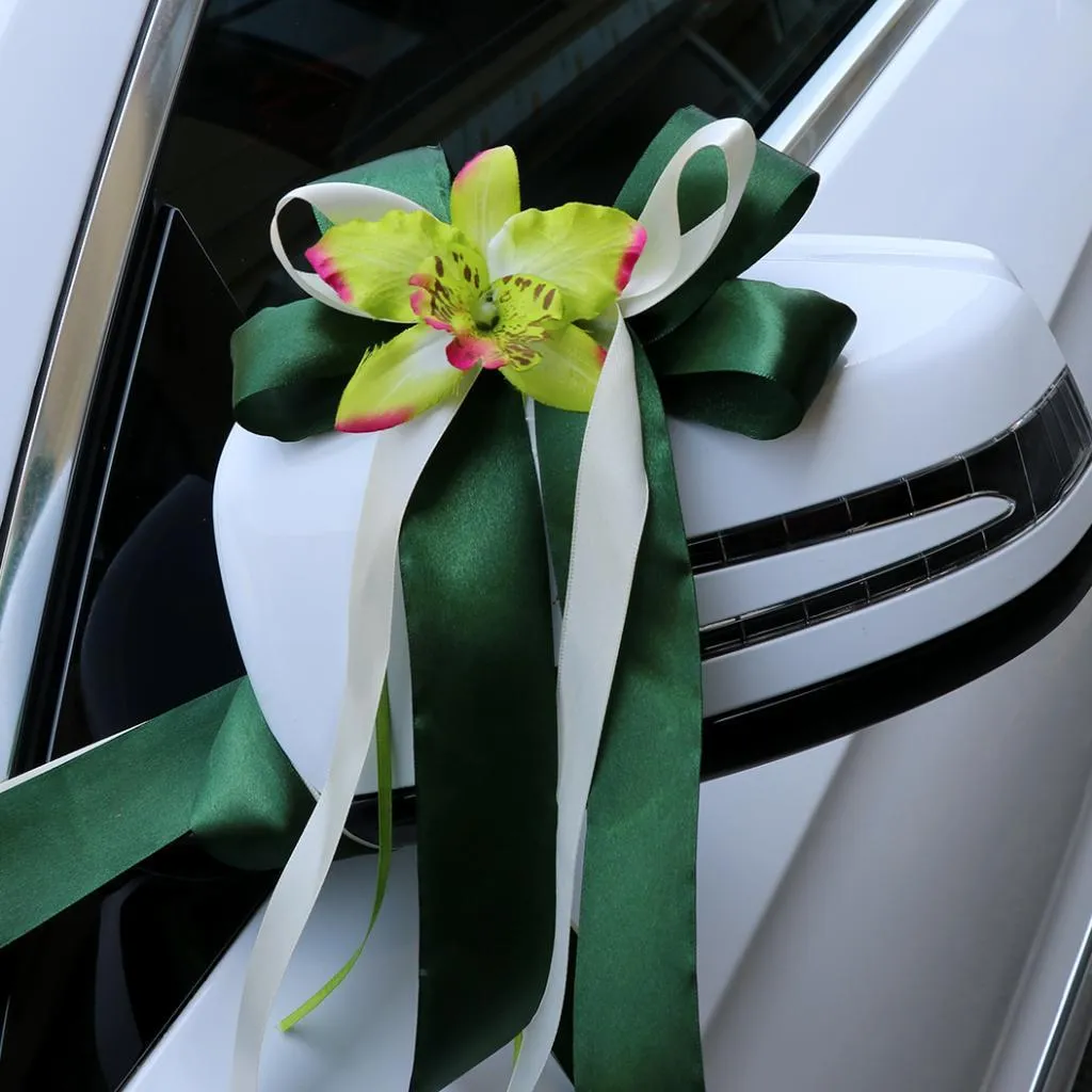 Wedding Car Decorations Kit Limousine Silk Flower Ribbon And Bow