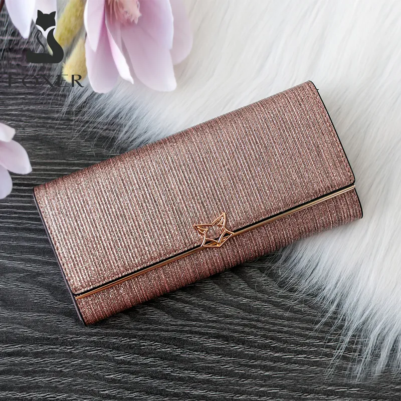 FOXER Brand Women Split Leather Wallets Female Clutch Bag Fashion Coins Card Holder Luxury Purse for Ladies Women's Long Wallet 201006