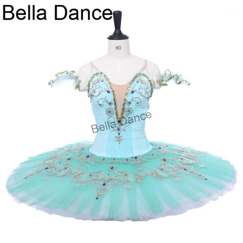 Bühnenkleidung Aqua Pancake Performance Wettbewerb Ballettkostüm Grün Erwachsener Professioneller Tutu Klassischer Tutus BT9234B1