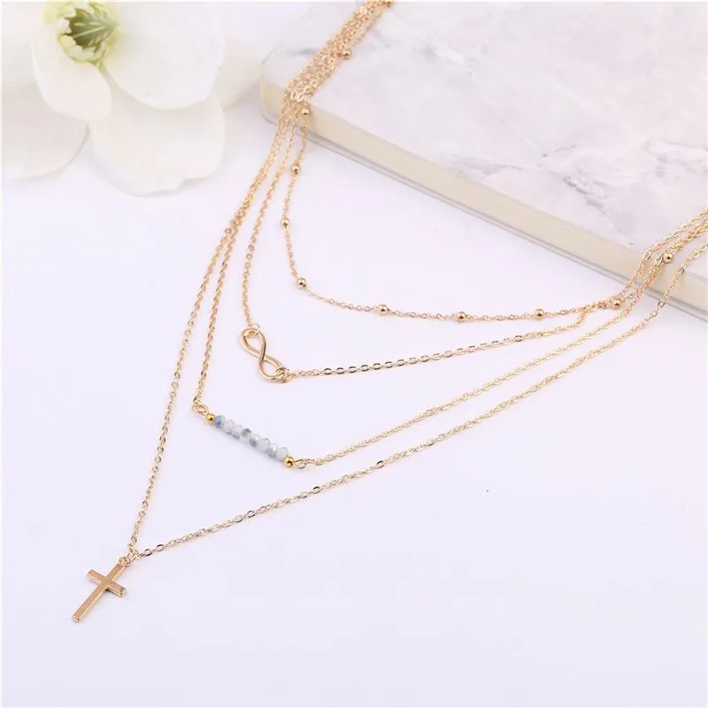 Statement Necklaces Jewelry Women Turquoise Beads Round Paillette Charm Women Double Layer Necklace Pendants Necklaces