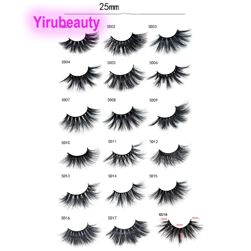 25mm 5D Mink Hair False Eyelashes Mink Hair Thick Long Eyelashes 5D01 5D06 5D18