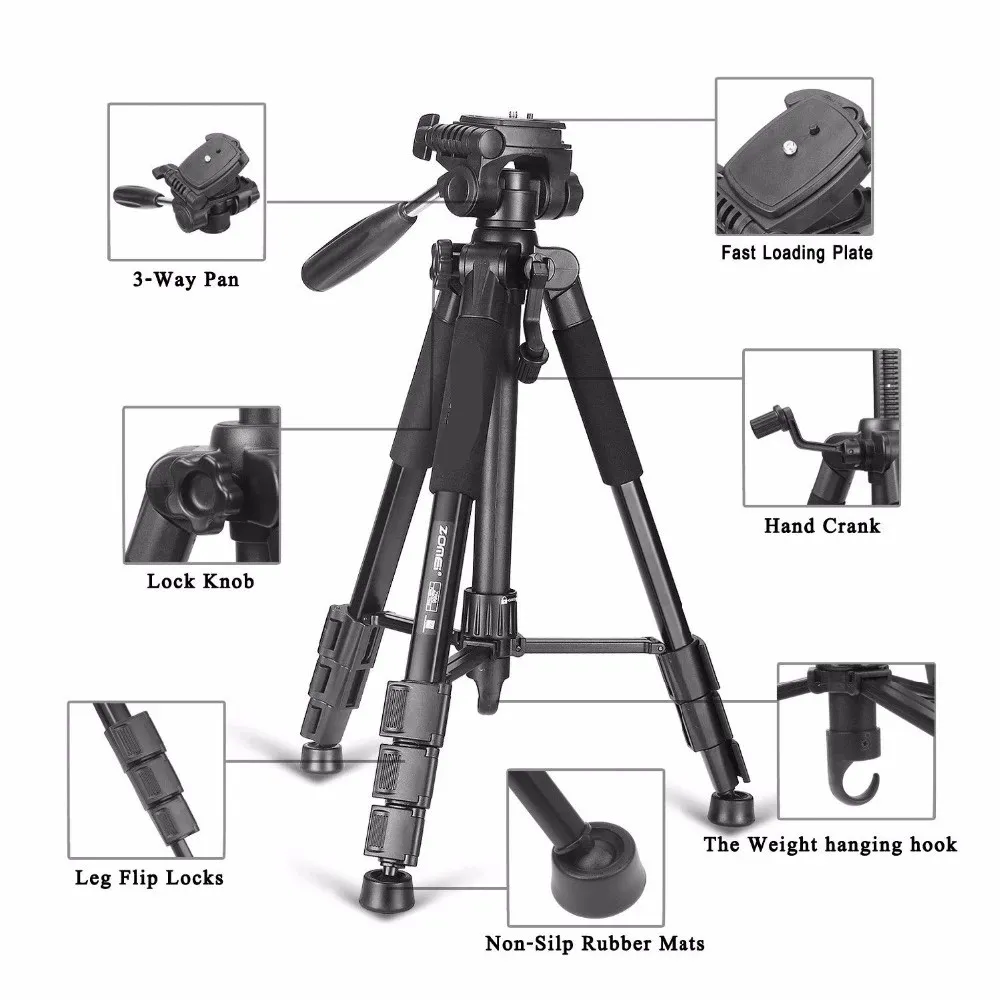 FreeShipping Tripod Professional Portable Travel Aluminium Camera Tripod Accessories Stand with Pan Head for Canon Dslr Camera