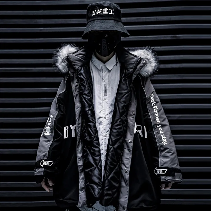 11 BYBB'S DARK Staccabile Hip Hop Parka con cappuccio Giacche Uomo Cappotto Harajuku Casual Streetwear Cappotto imbottito invernale maschile spesso 201203