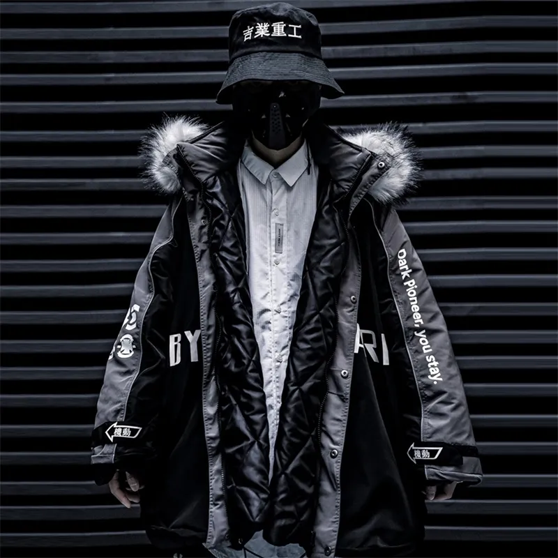 11 BYBB'S DARK Abnehmbare Hip Hop Mit Kapuze Parkas Jacken Männer Harajuku Mantel Casual Streetwear Männliche Dicke Winter Gepolsterte Mantel 201203