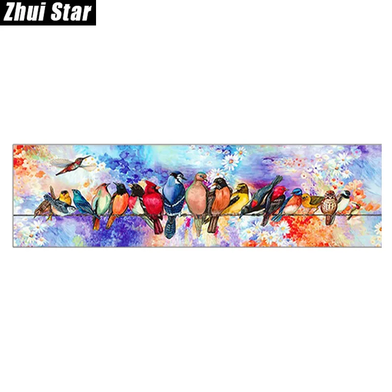 Zhui Star Full Square Drill 5D DIY Diamant Peinture "oiseaux de bande dessinée" 3D Ensemble de Broderie Point de Croix Mosaïque Décor cadeau VIP 201201