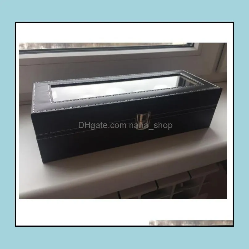 Window Organizer Box for Save 6 Wrist Watches Box Jewelry Display Case Storage Holder