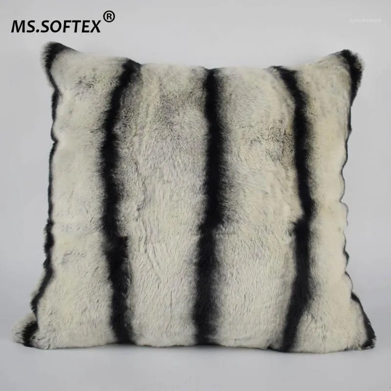 MS Softex-funda de almohada de piel Rex Natural, diseño de Chinchilla, funda de cojín de piel auténtica, funda de almohada suave, decoración para hogares, 1239y