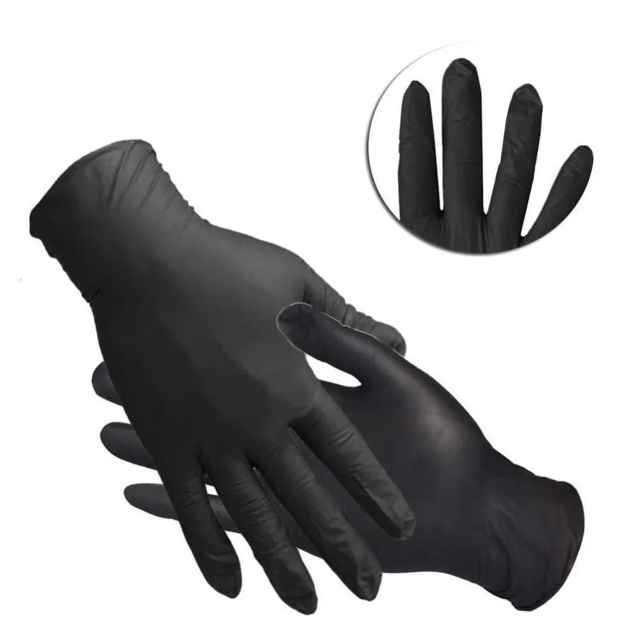 Nitrile Black Disposable Gloves Extra Large Protective Powder Free Food Grade Safety Gloves for Tattoo Supply Fast