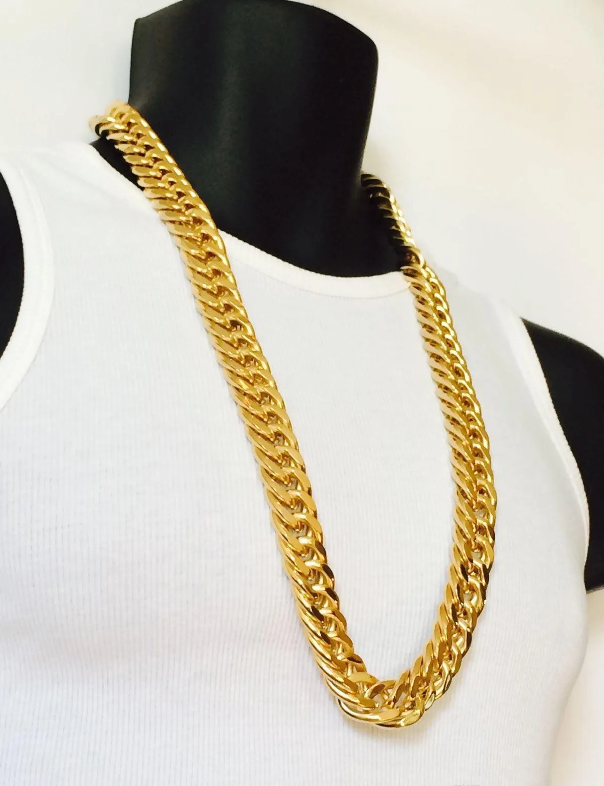 mens miami cuban link curb chain 14k real yellow solid gold gf hip hop 11mm thick chain jayz epacket shipping