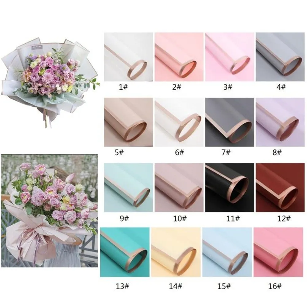 DHL Fast Valentine's Day Flower Wrapped Paper 20pcs/Pack 60*60CM Wedding Valentine Day Waterproof Bronzing Flower Gift Wrapping Paper