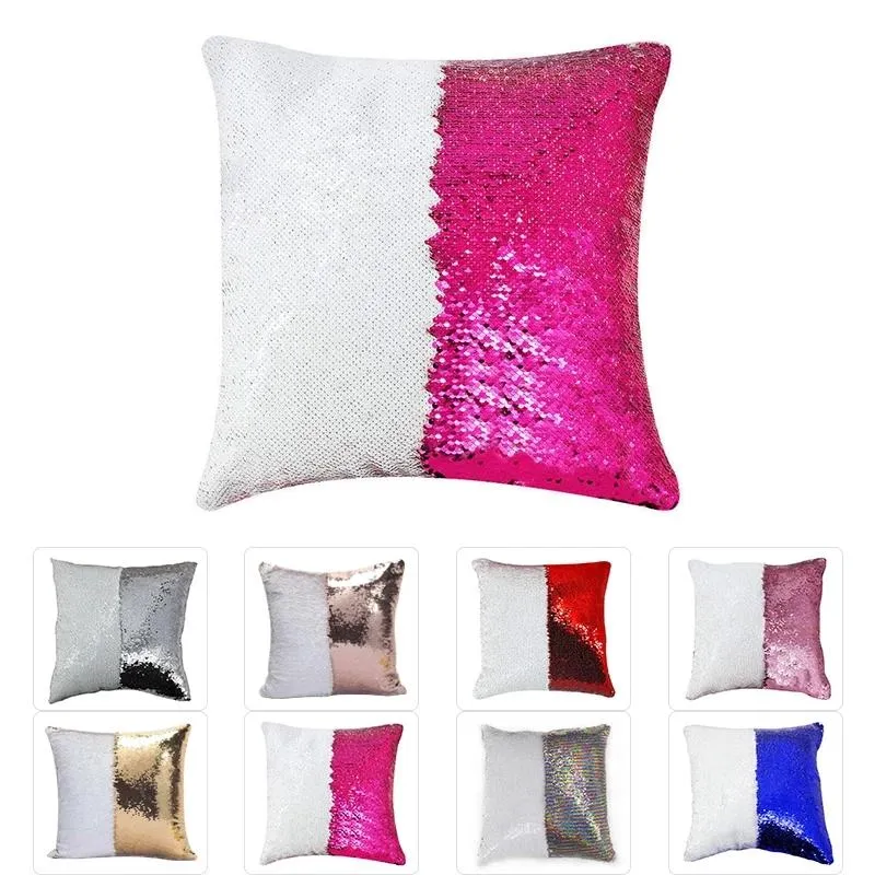 12 colors Sequins Mermaid Pillow Case Cushion New sublimation magic sequins blank pillow cases hot transfer printing DIY personalized gifts