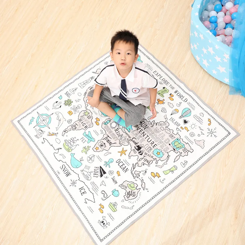 120 * 120 cm Platz Weltkarte Kinder Spielmatte Teppich Baby Aktivitäten Kind Krabbeln Matte Wasserdichte Baby Bodenmatte Teppich Wohnkultur LJ201114