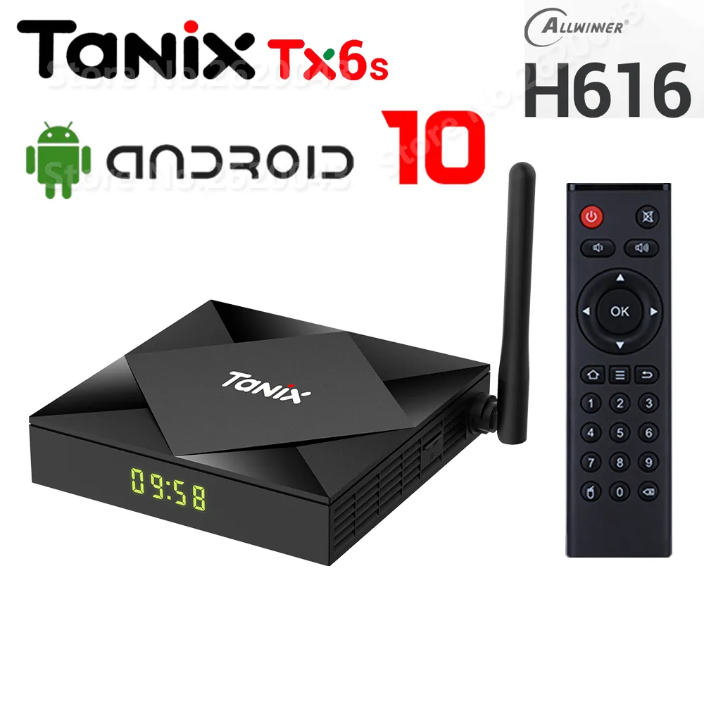 Tanix TX6S Android 10 Smart TV Box Allwinner H616 Quad Core 4G RAM 32G ROM 2.4G 5G Dual Wifi Bluetooth 4K