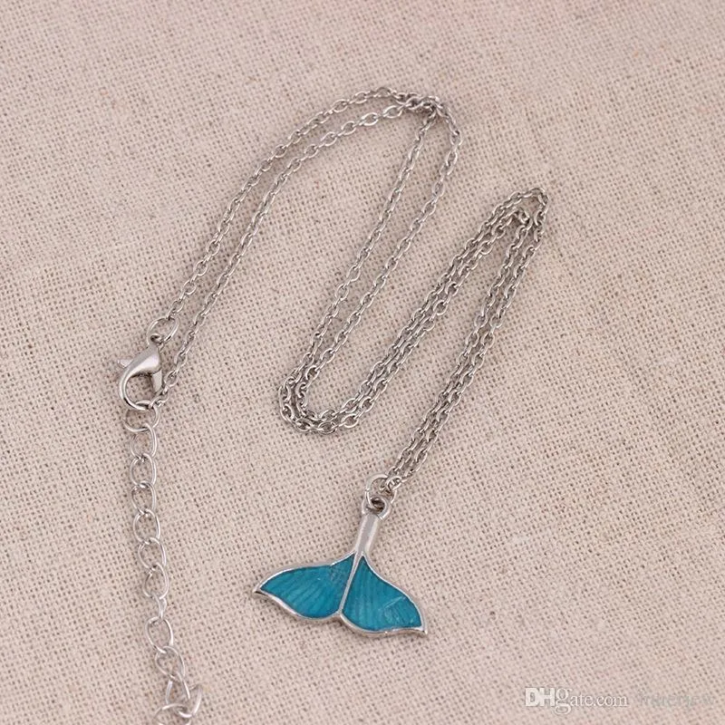 Fisksvans halsband Ocean Sea Blue Whale Tail Mermaid Hängsmycke Halsband Vackert lyxiga smycken Lysande halsband