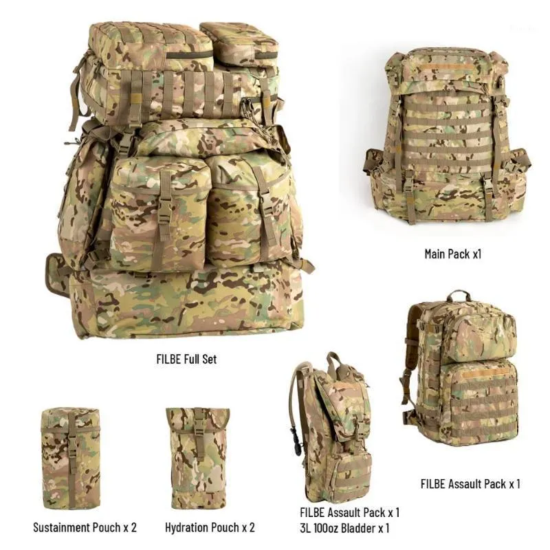 Buitenzakken Surplus Filbe Rucksack Army Tactical Backpack Volledig systeem Multicam1