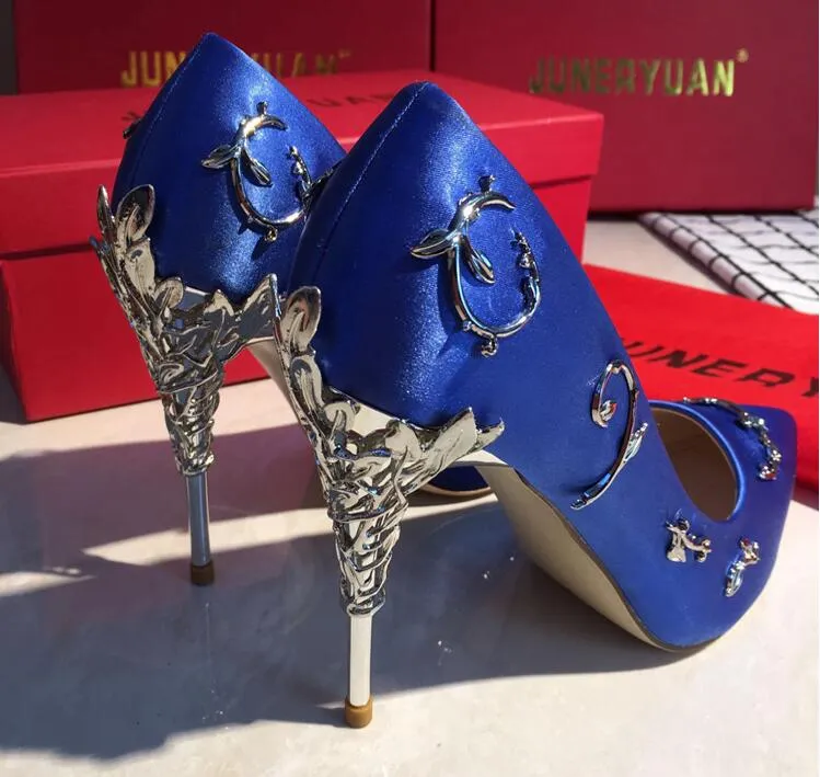 Red Satin Floral Wedding Shoes Pointed Toe High Heels for Bridal Evening Party Prom 2024