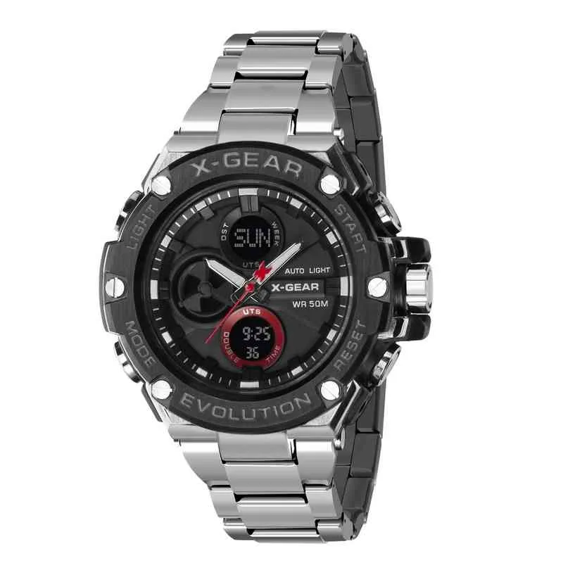 X GEAR sports quartz waterproof military digital men s watch luxury brand male clock steel Relogio Masculino