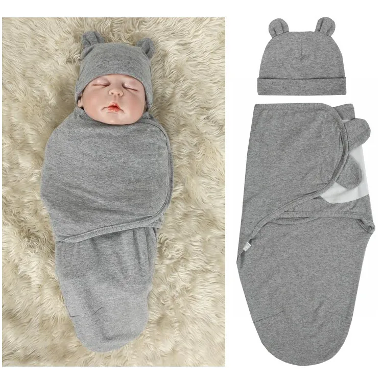 2pcs-set-0-3-Months-Newborn-Wrapping-Swaddle-Anti-shock-Baby-Wrap-Blanket-Baby-Hat-Sleeping (3)