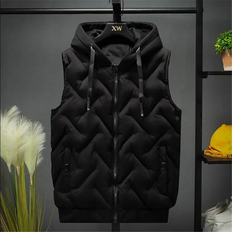 2020 Men Vest Jackets Autumn Winter Warm Waistcoat Casual Hooded Sleeveless Vest Coats Fashion men's thick parkas waistcoats