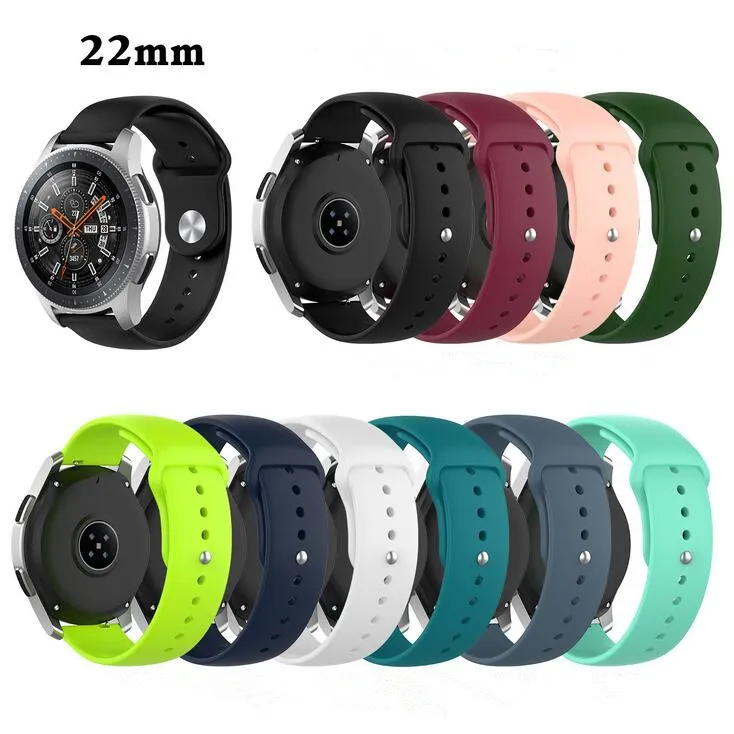 18 milímetros 20 milímetros 22 milímetros de silicone pulseira Para Samsung Galaxy Assista 42 milímetros 46 milímetros Ativo 2 Strap Esporte Strap engrenagem S3 substituição Banda