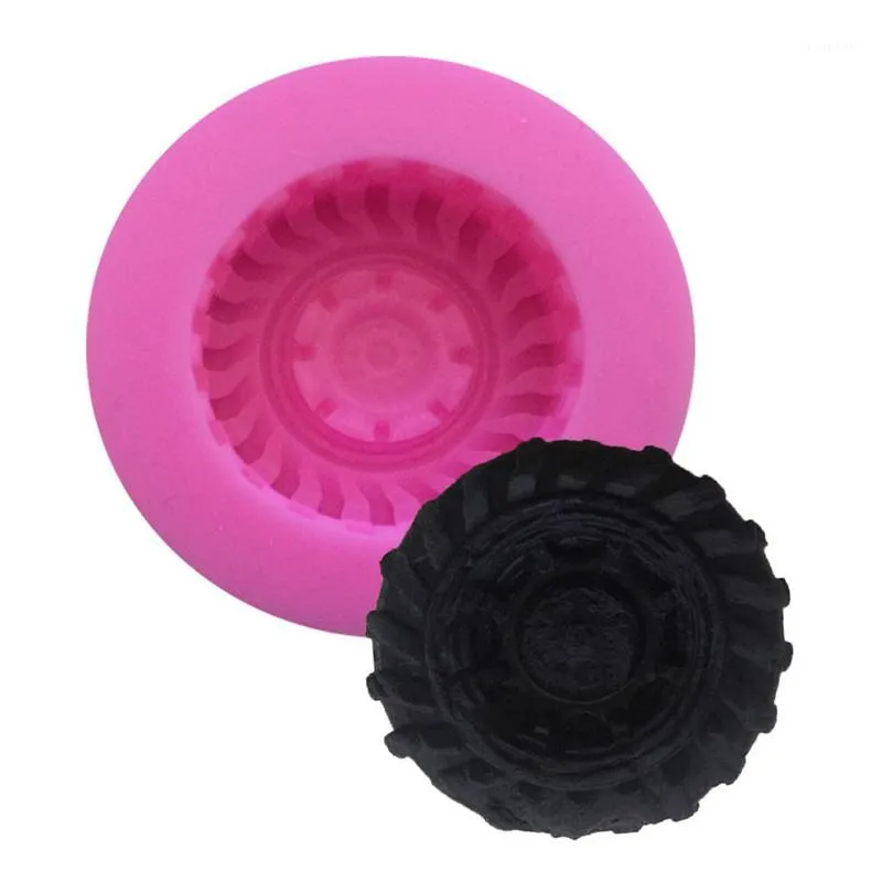 Bakken Gebak Gereedschap Groothandel- 3D Round Wheel Tire Tire Cake Decorating Fondant Silicone Mold Topper Mold 1pc Kinderen