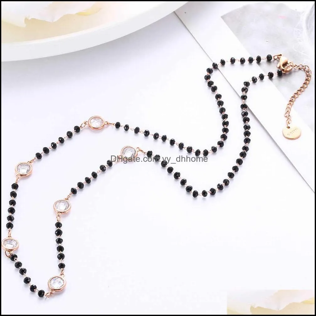Hot Fashion Long Crystal Charm Beaded Necklace Boho Simple Golden Silvery Sweater Chain Necklaces Kolye Collier Women Jewelry
