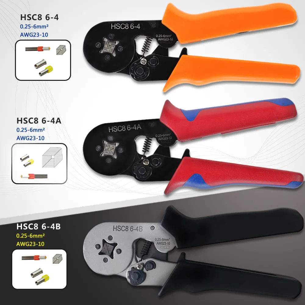 HSC8 6-4 Multi-use 0.25-6mm2 Self-adjusting Crimping Plier for Cable End Sleeves Ferrules Hand tools pliers Tubular terminal Y200321