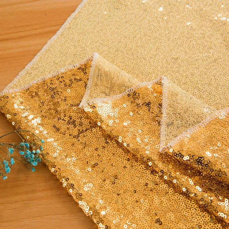 Polyester Solid Color Table Runner Gold Silver Sequin Table Cloth Sparkly Bling Wedding Tablecloth Party Decoration Supplies VT1812