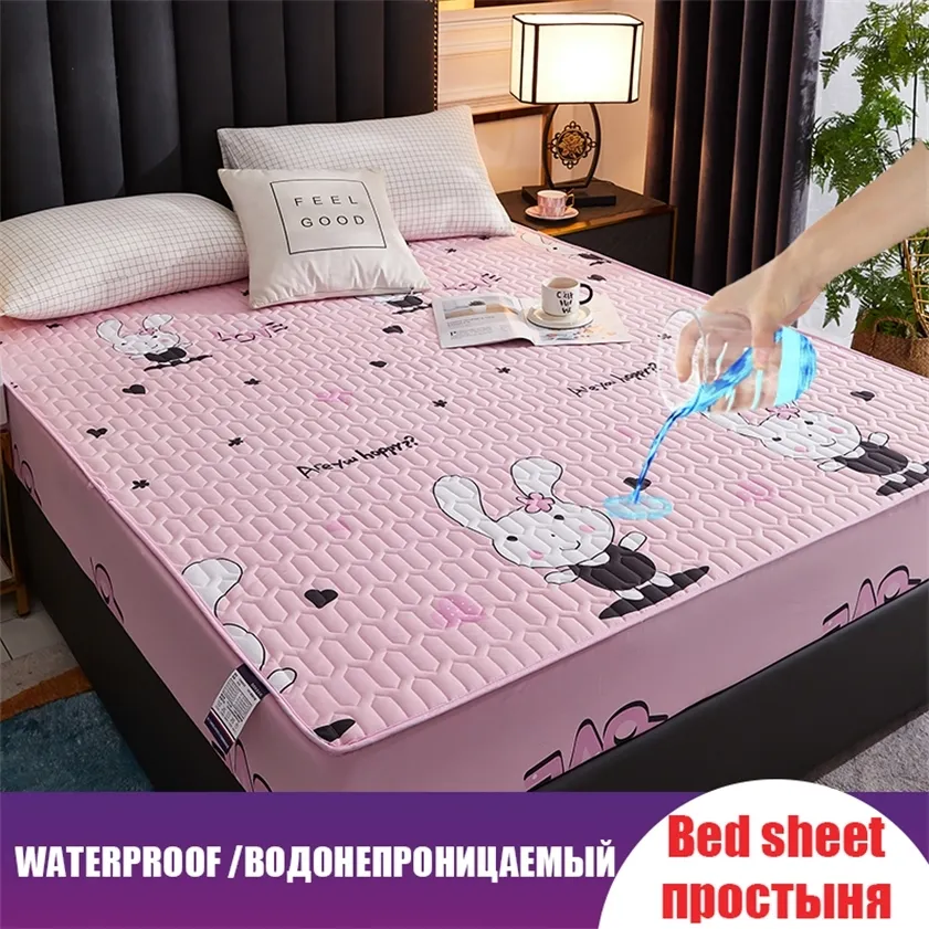 Lençol de cama impresso à prova d'água, capa grossa, protetor de colchão durável e adequado para a pele, 150x200 180x200 200x220 220217