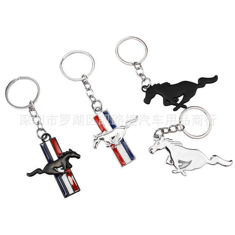 Keychains Mustang key three color flag personalized creative double sided