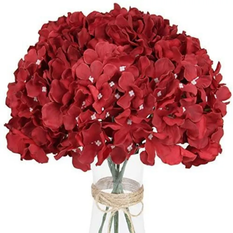 Silk Artificial Hydrangea Flowers 54 Petals Silk Hydrangeas with Stem for Flower Arrangement Table Decor Wedding Home Decoration