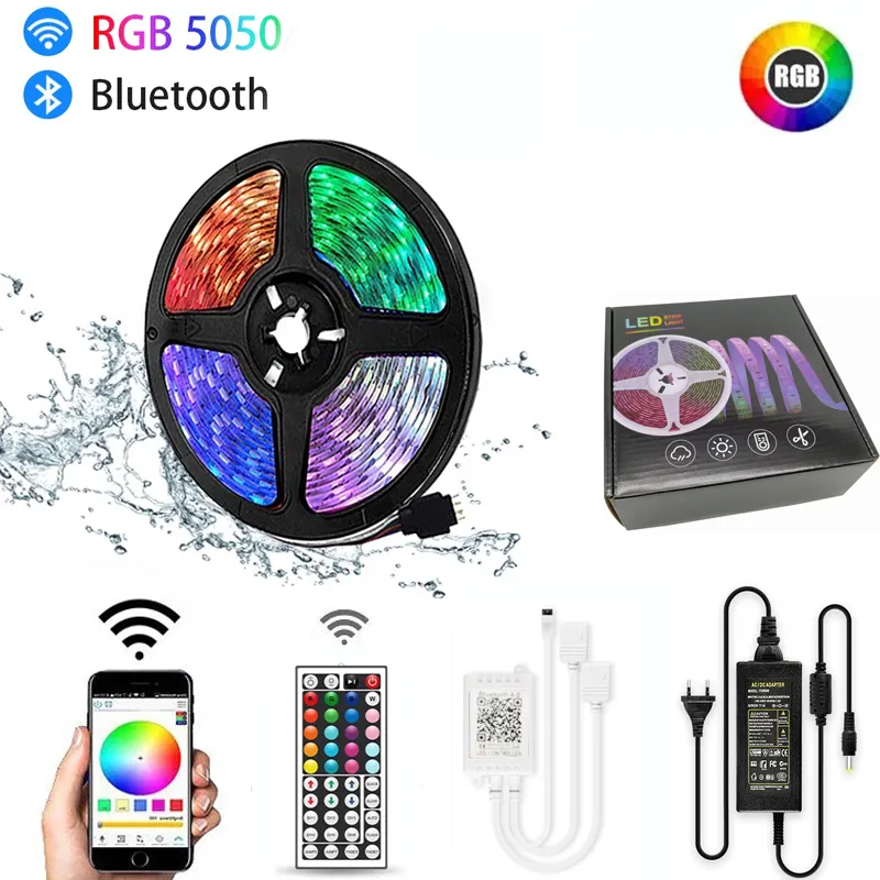 5M 10M taśma LED SMD 5050 elastyczna wstążka led światła DIY listwa oświetleniowa Led taśma RGB dioda DC 12V aplikacja na telefon bluetooth